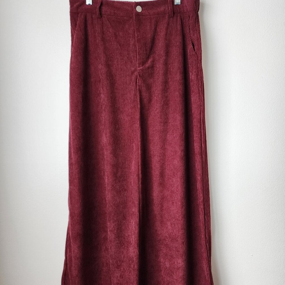 Women's Corduroy Western Maxi Long Aline Red Burgundy Skirt Size XL